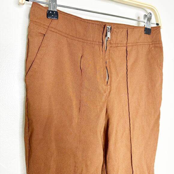 Free People Womens Pants Bootcut Leg Pleated Zipper Front Slash Pockets Brown XS - Picture 4 of 9